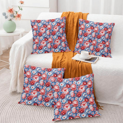 Tie-Dye Fireworks Peach Velvet 4 Pcs Square Pillow Case Covers (5 sizes) - DeRose Seasonal