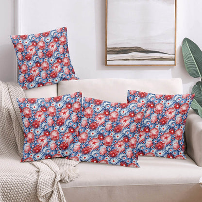 Tie-Dye Fireworks Peach Velvet 4 Pcs Square Pillow Case Covers (5 sizes) - DeRose Seasonal