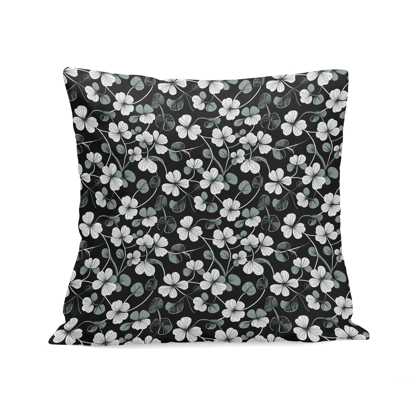 White and Green Clovers Velvet 4 Pcs Square Pillow Case Covers (5 sizes) - DeRose Seasonal