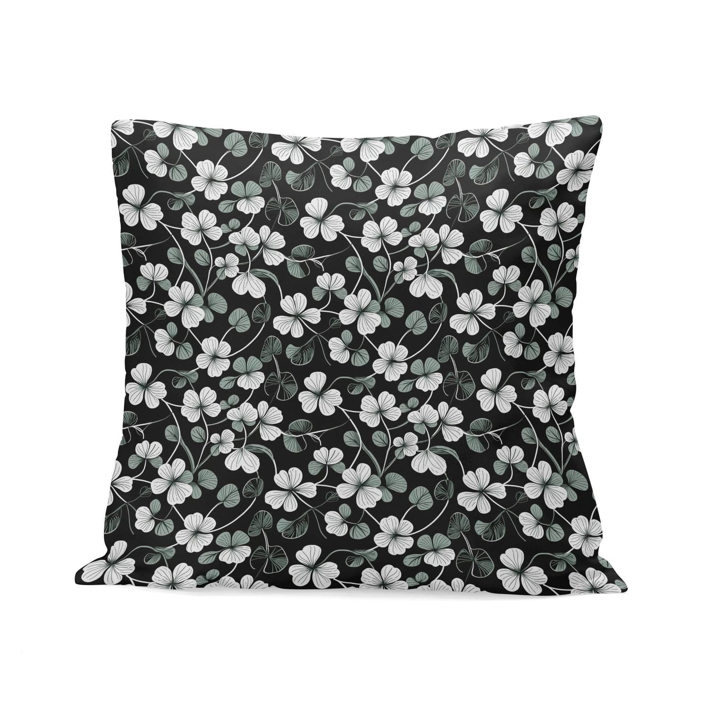 White and Green Clovers Velvet 4 Pcs Square Pillow Case Covers (5 sizes) - DeRose Seasonal