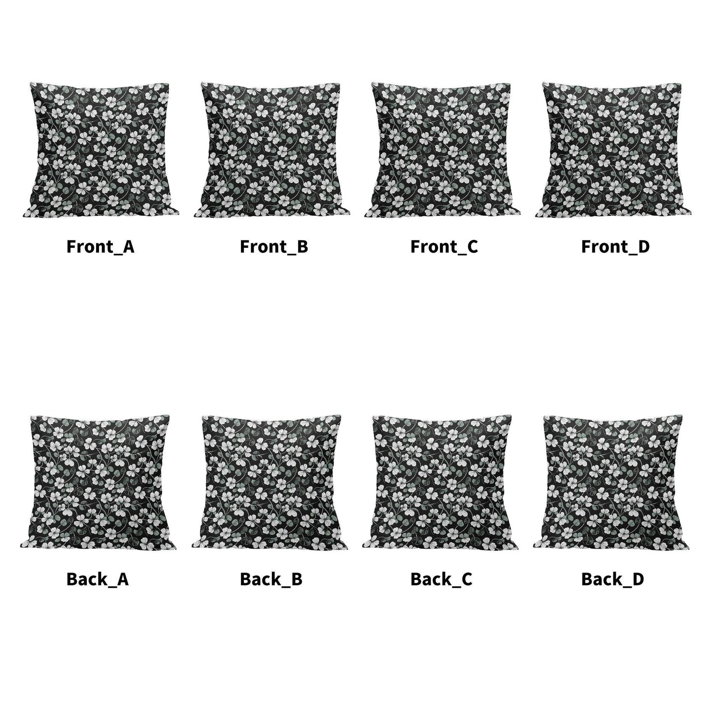 White and Green Clovers Velvet 4 Pcs Square Pillow Case Covers (5 sizes) - DeRose Seasonal