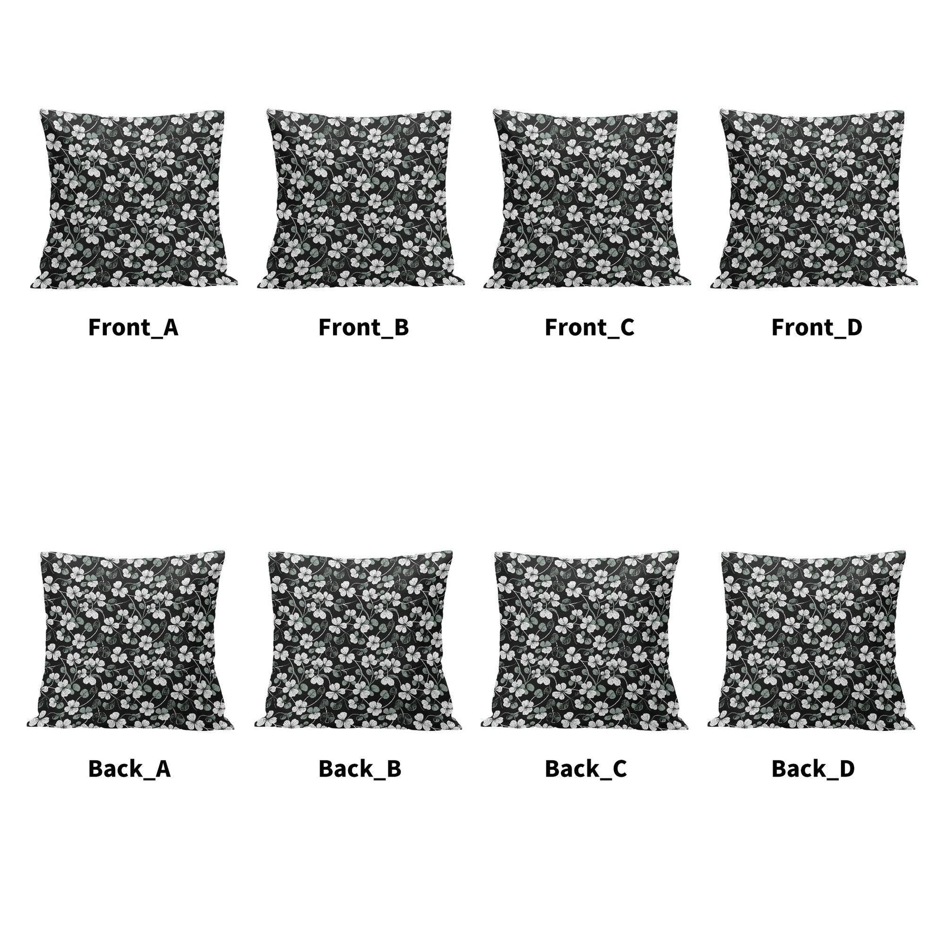 White and Green Clovers Velvet 4 Pcs Square Pillow Case Covers (5 sizes) - DeRose Seasonal