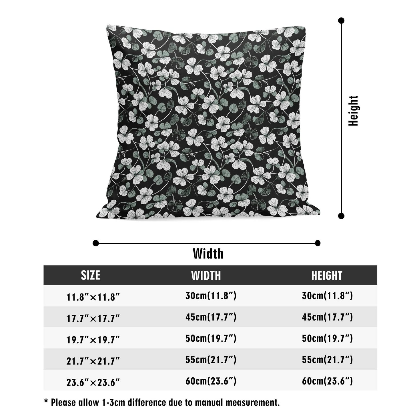 White and Green Clovers Velvet 4 Pcs Square Pillow Case Covers (5 sizes) - DeRose Seasonal