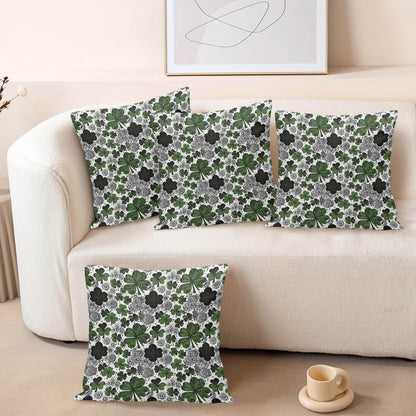 Scribbled Clovers Velvet 4 Pcs Square Pillow Case Covers (5 sizes) - DeRose Seasonal