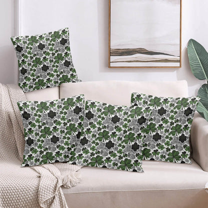 Scribbled Clovers Velvet 4 Pcs Square Pillow Case Covers (5 sizes) - DeRose Seasonal