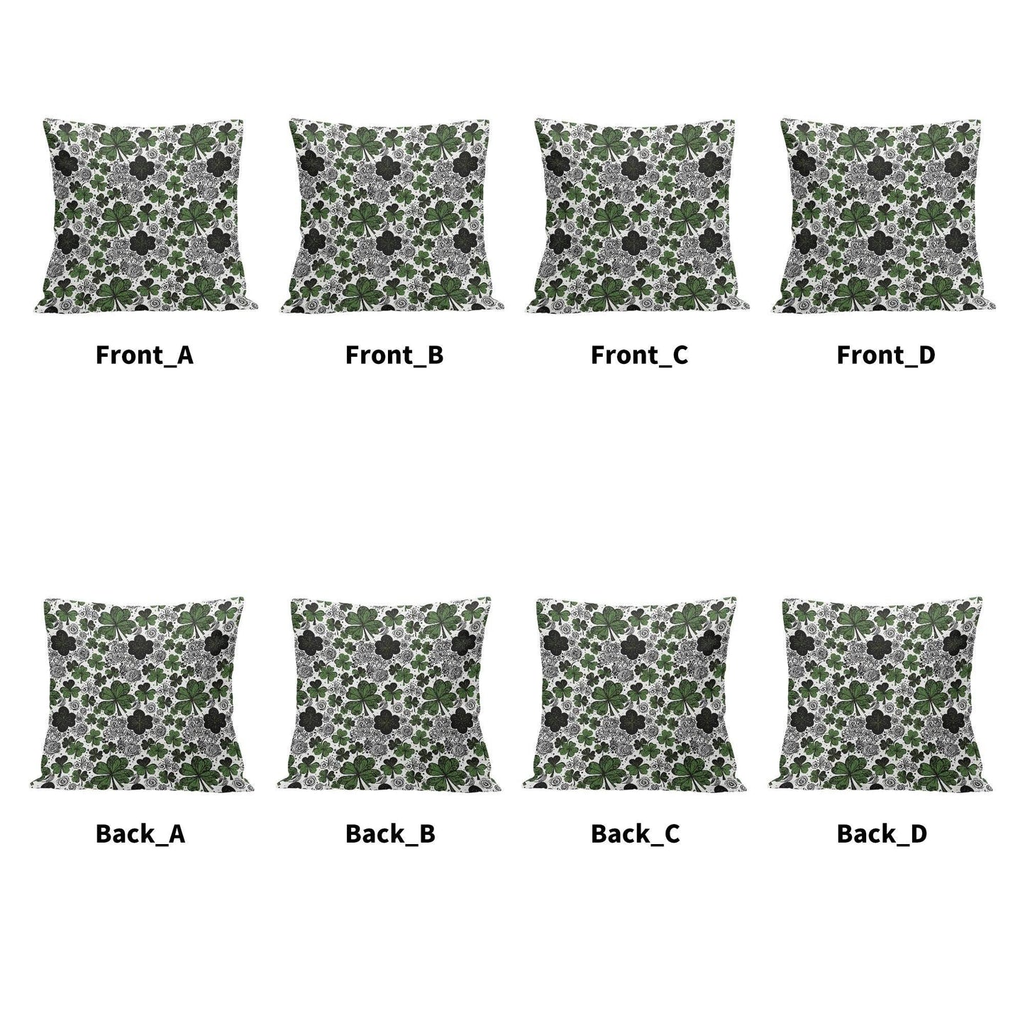 Scribbled Clovers Velvet 4 Pcs Square Pillow Case Covers (5 sizes) - DeRose Seasonal