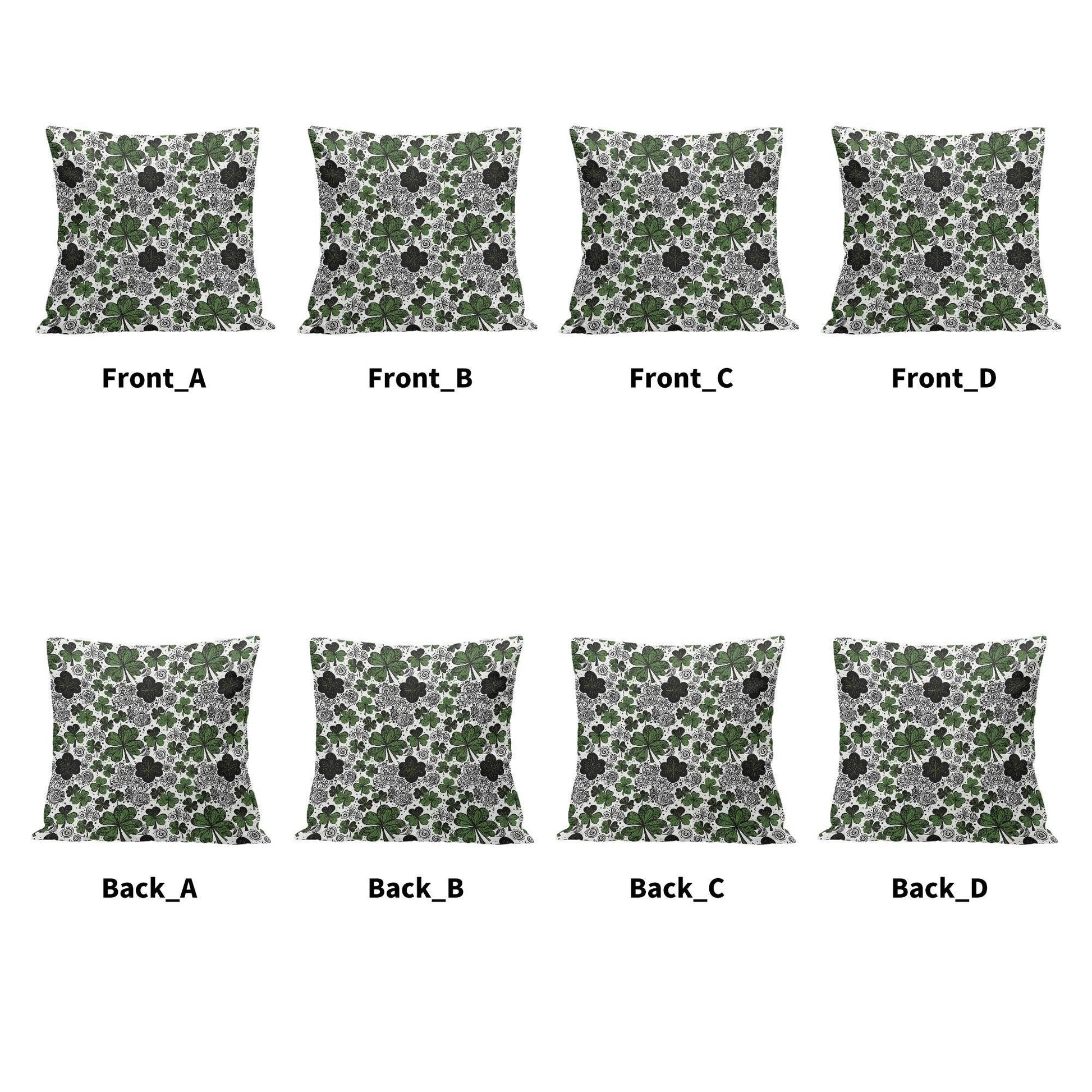 Scribbled Clovers Velvet 4 Pcs Square Pillow Case Covers (5 sizes) - DeRose Seasonal