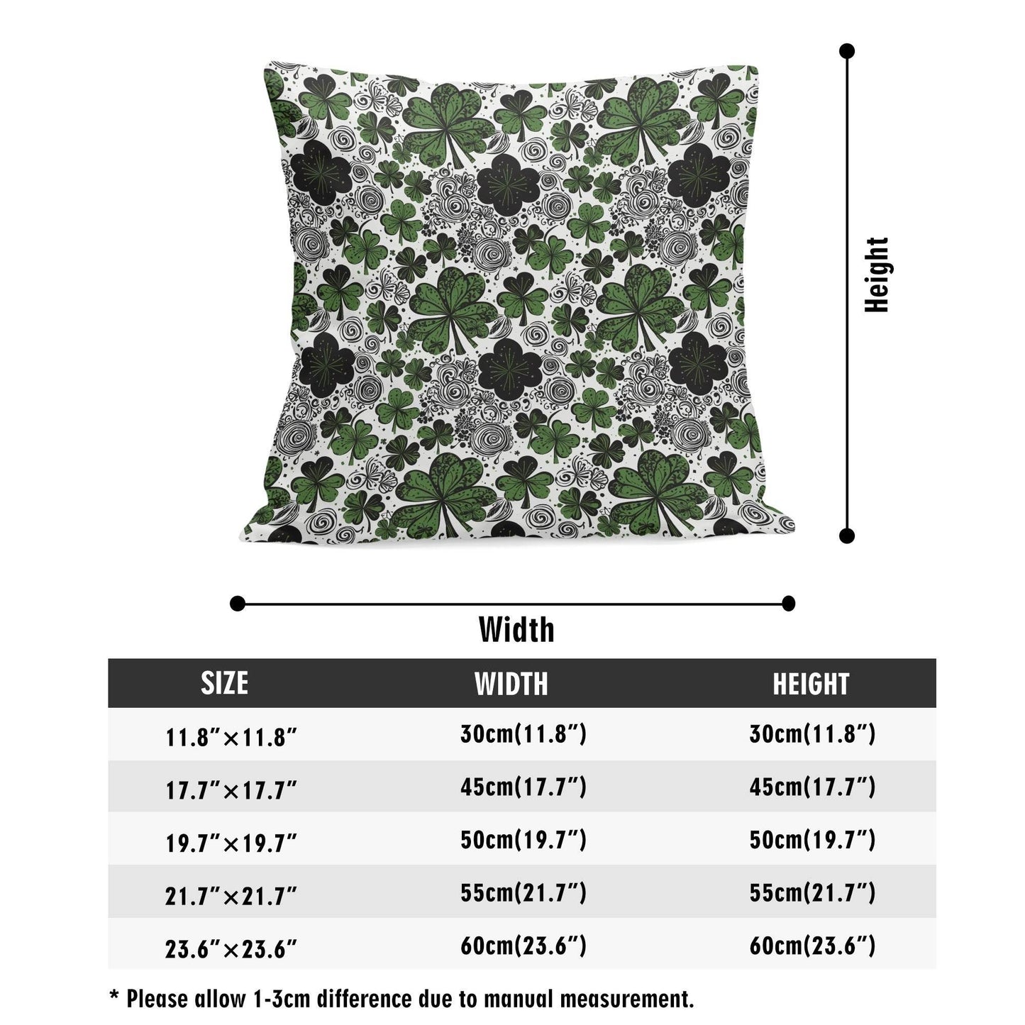 Scribbled Clovers Velvet 4 Pcs Square Pillow Case Covers (5 sizes) - DeRose Seasonal