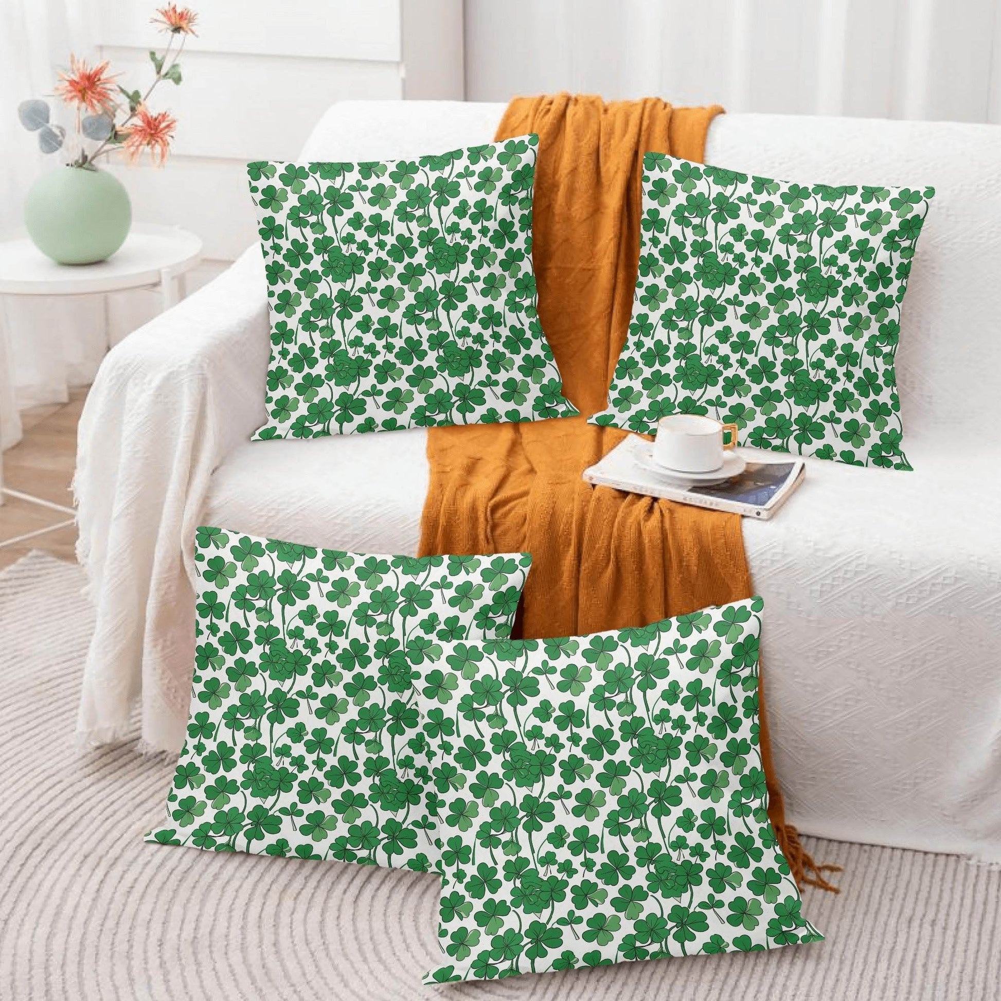 Little Clovers Velvet 4 Pcs Square Pillow Case Covers (5 sizes) - DeRose Seasonal