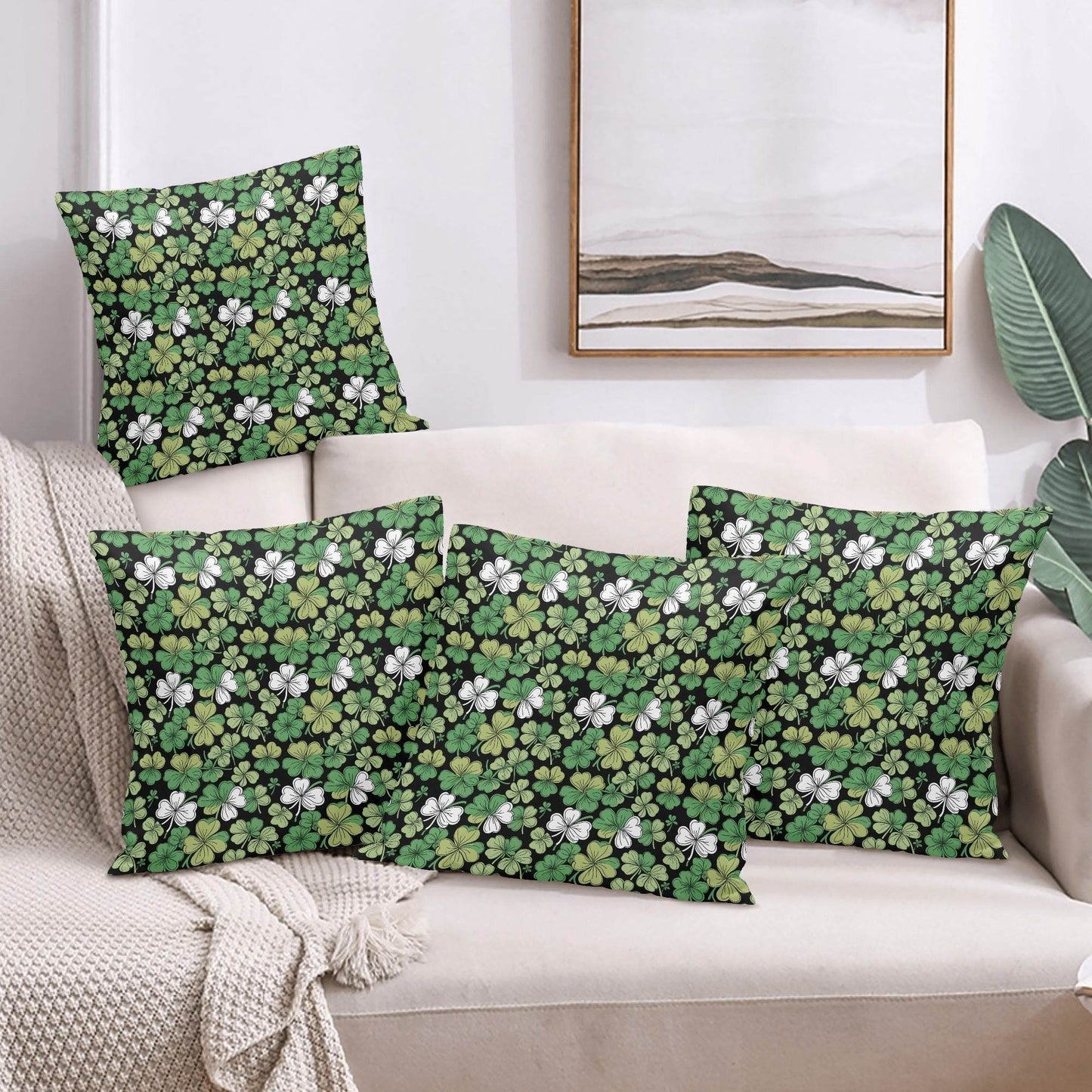 Clover Patch Velvet 4 Pcs Square Pillow Case Covers (5 sizes) - DeRose Seasonal
