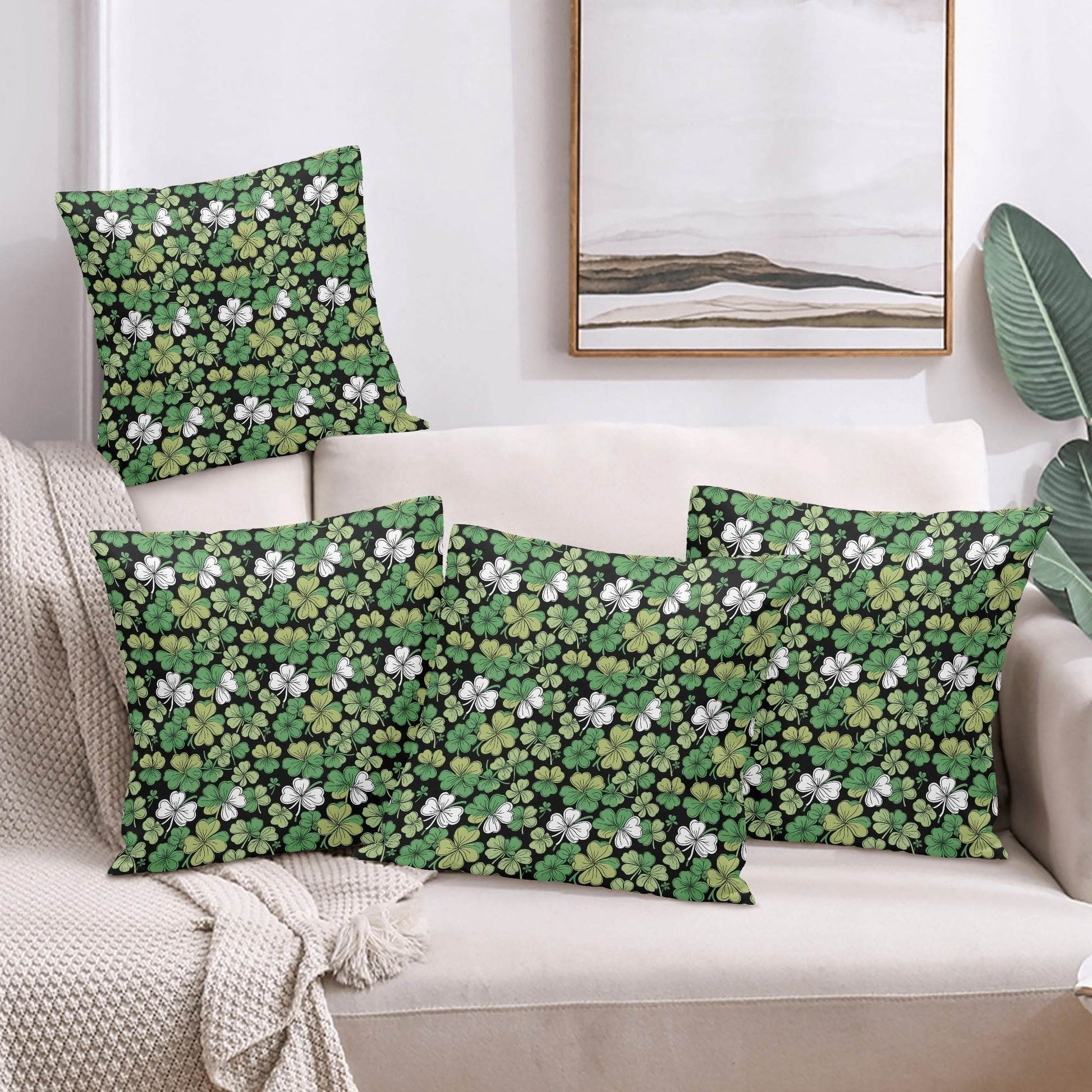 Clover Patch Velvet 4 Pcs Square Pillow Case Covers (5 sizes) - DeRose Seasonal