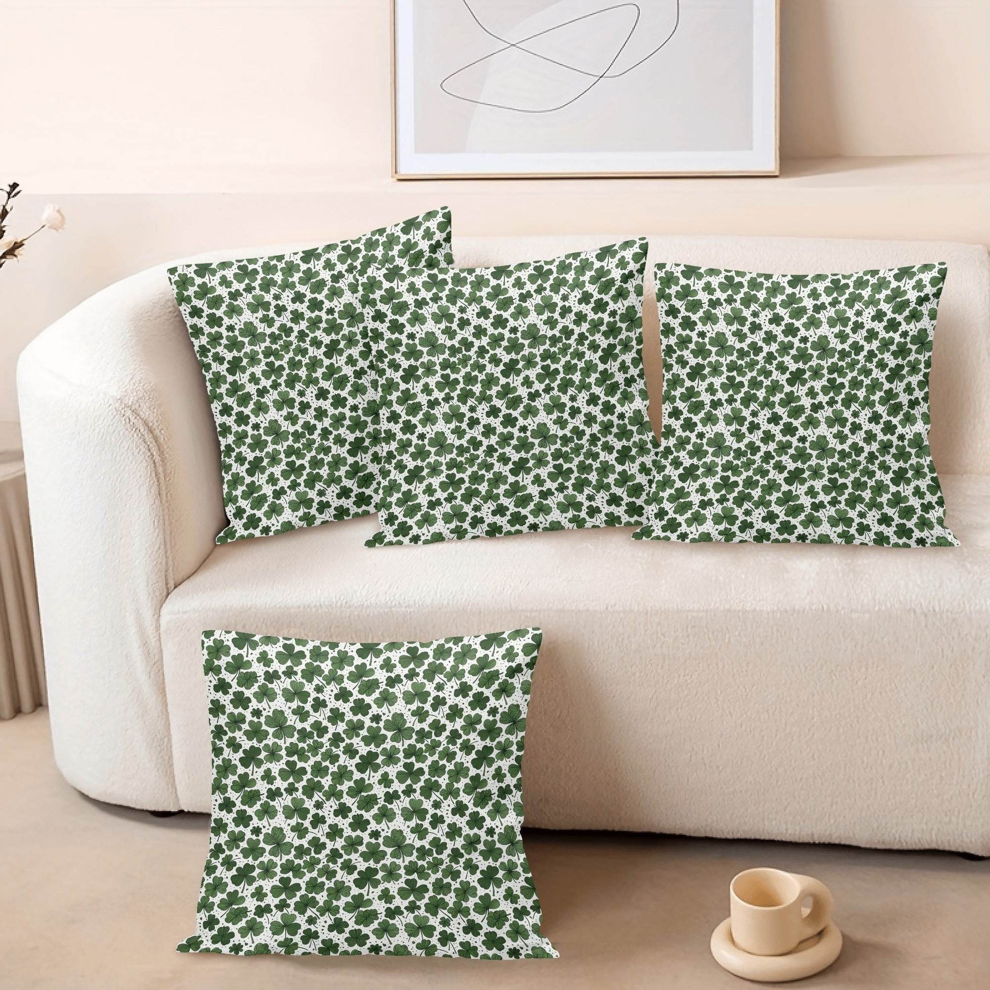 Clovers Velvet 4 Pcs Square Pillow Case Covers (5 sizes) - DeRose Seasonal