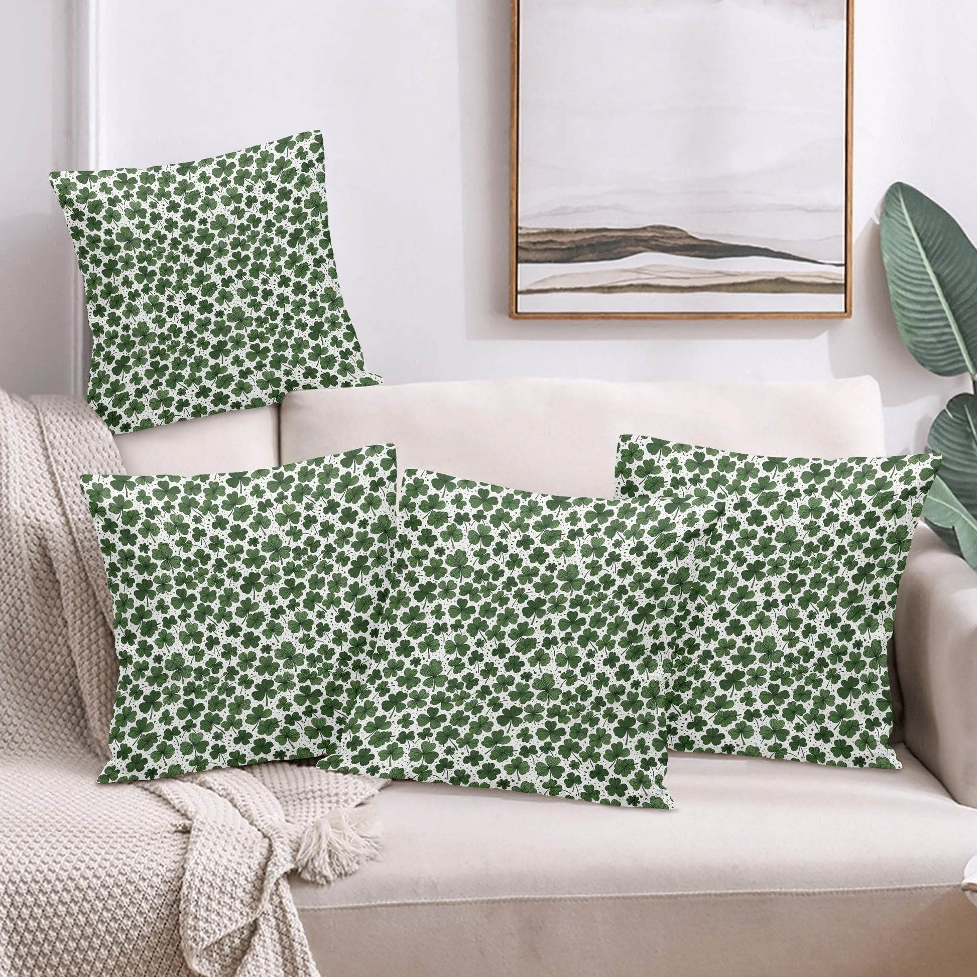 Clovers Velvet 4 Pcs Square Pillow Case Covers (5 sizes) - DeRose Seasonal