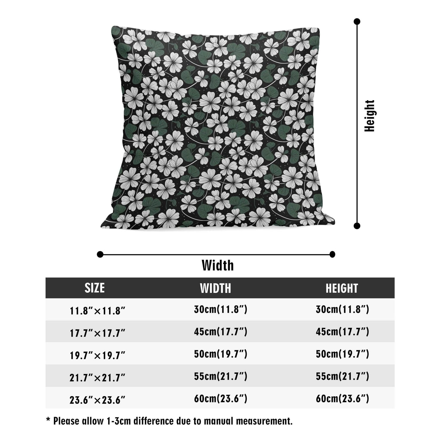White Clovers Velvet 4 Pcs Square Pillow Case Covers (5 sizes) - DeRose Seasonal