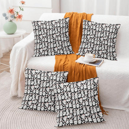 Cute Bunny Velvet 4 Pcs Square Pillow Case Covers (5 sizes) - DeRose Seasonal