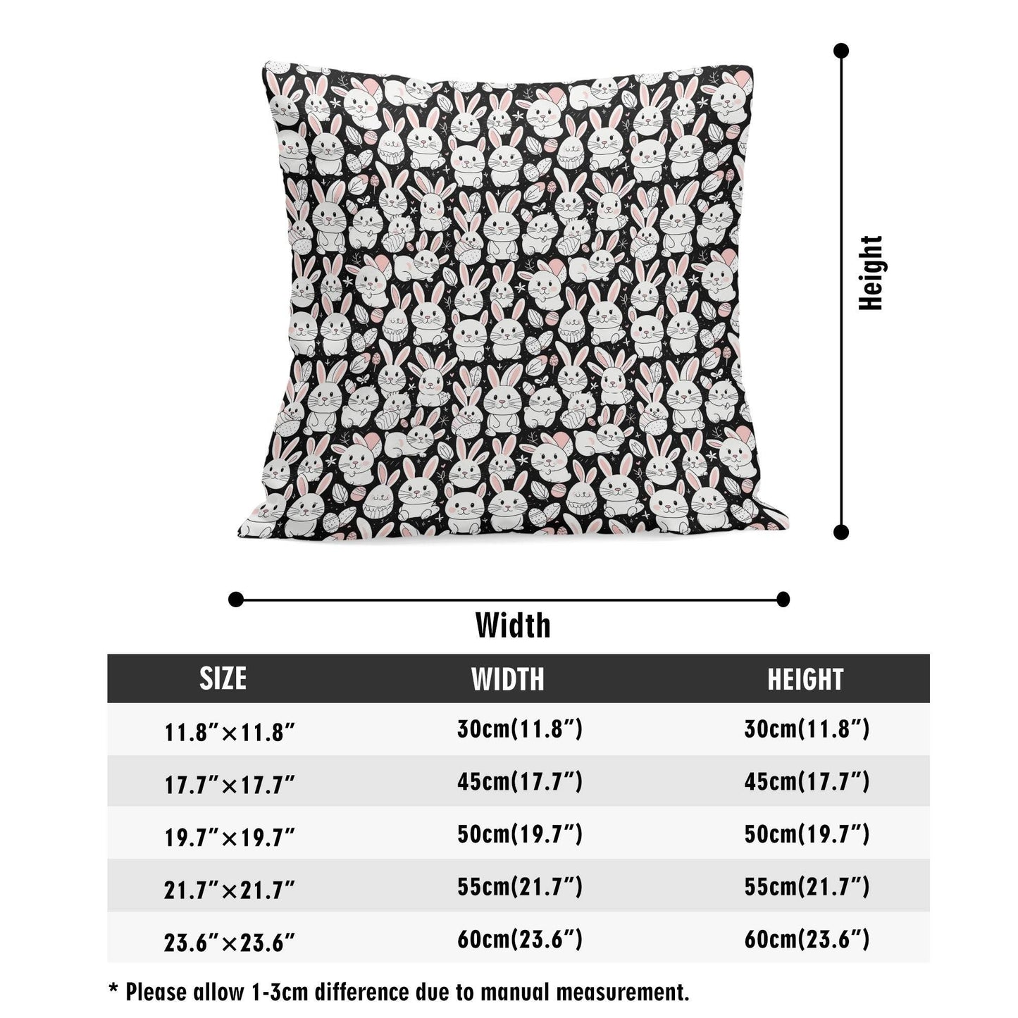 Cute Bunny Velvet 4 Pcs Square Pillow Case Covers (5 sizes) - DeRose Seasonal