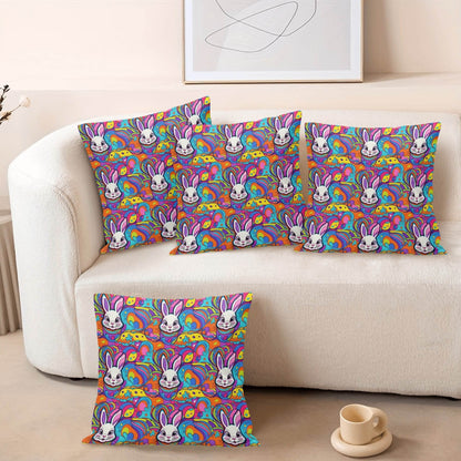 Trippy Bunny Velvet 4 Pcs Square Pillow Case Covers (5 sizes) - DeRose Seasonal