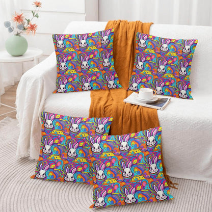Trippy Bunny Velvet 4 Pcs Square Pillow Case Covers (5 sizes) - DeRose Seasonal