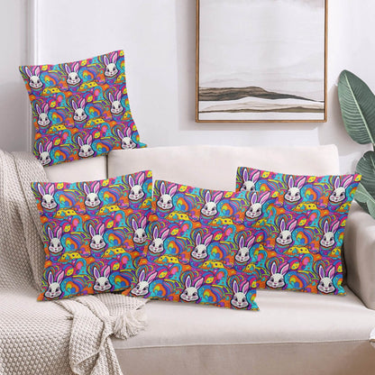 Trippy Bunny Velvet 4 Pcs Square Pillow Case Covers (5 sizes) - DeRose Seasonal