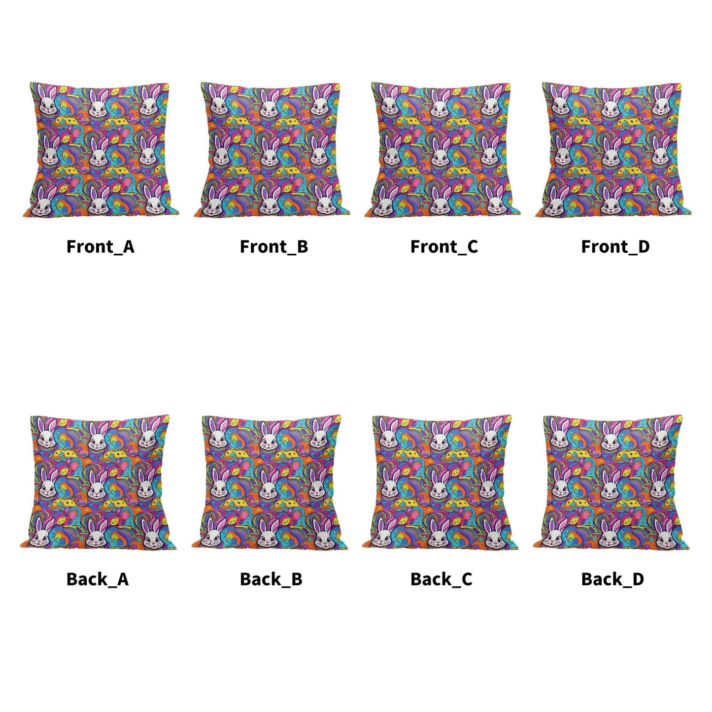 Trippy Bunny Velvet 4 Pcs Square Pillow Case Covers (5 sizes) - DeRose Seasonal
