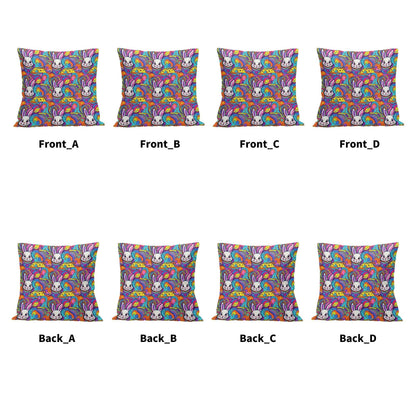 Trippy Bunny Velvet 4 Pcs Square Pillow Case Covers (5 sizes) - DeRose Seasonal
