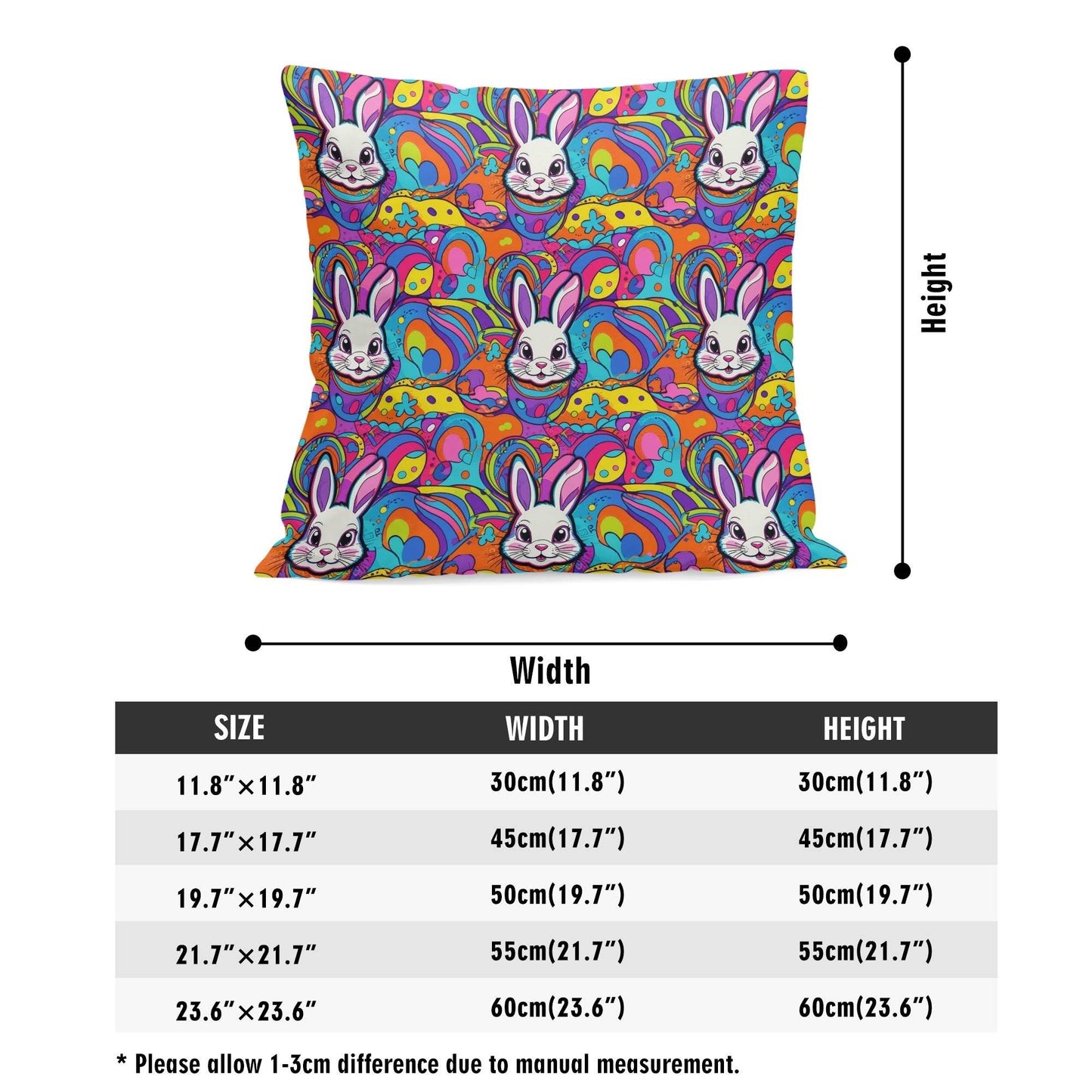Trippy Bunny Velvet 4 Pcs Square Pillow Case Covers (5 sizes) - DeRose Seasonal