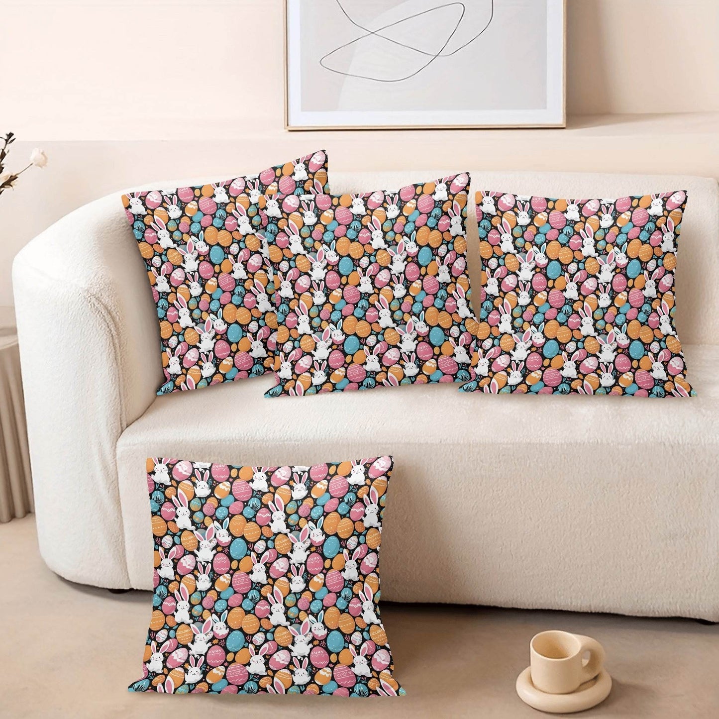 Fun Bunny Velvet 4 Pcs Square Pillow Case Covers (5 sizes) - DeRose Seasonal