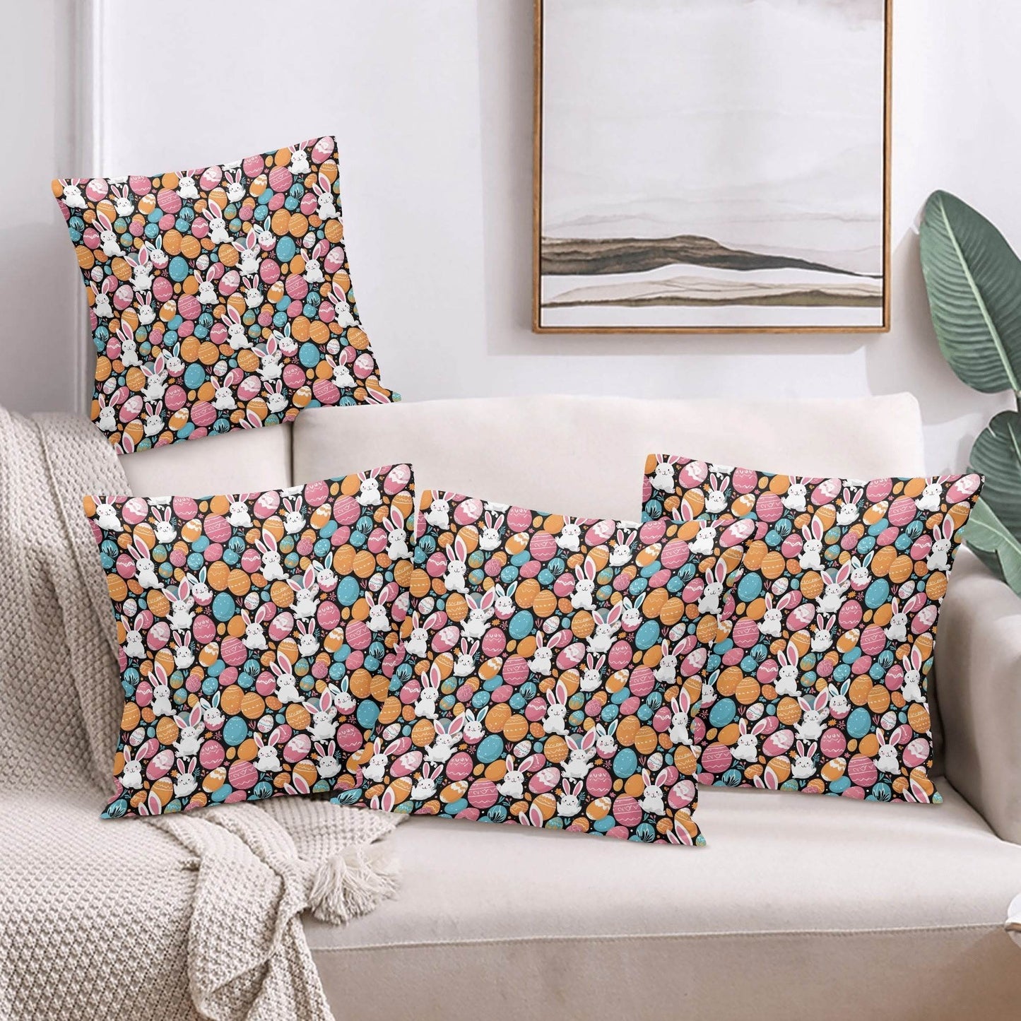 Fun Bunny Velvet 4 Pcs Square Pillow Case Covers (5 sizes) - DeRose Seasonal