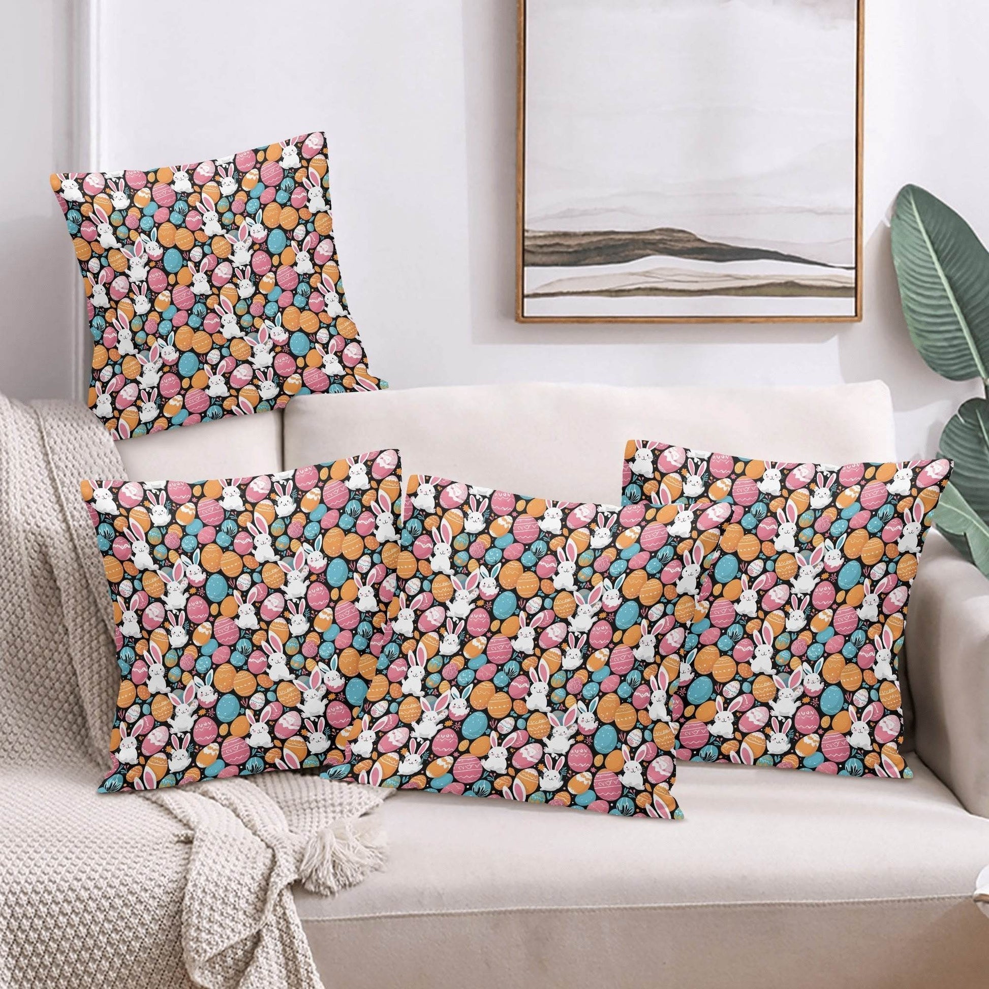 Fun Bunny Velvet 4 Pcs Square Pillow Case Covers (5 sizes) - DeRose Seasonal