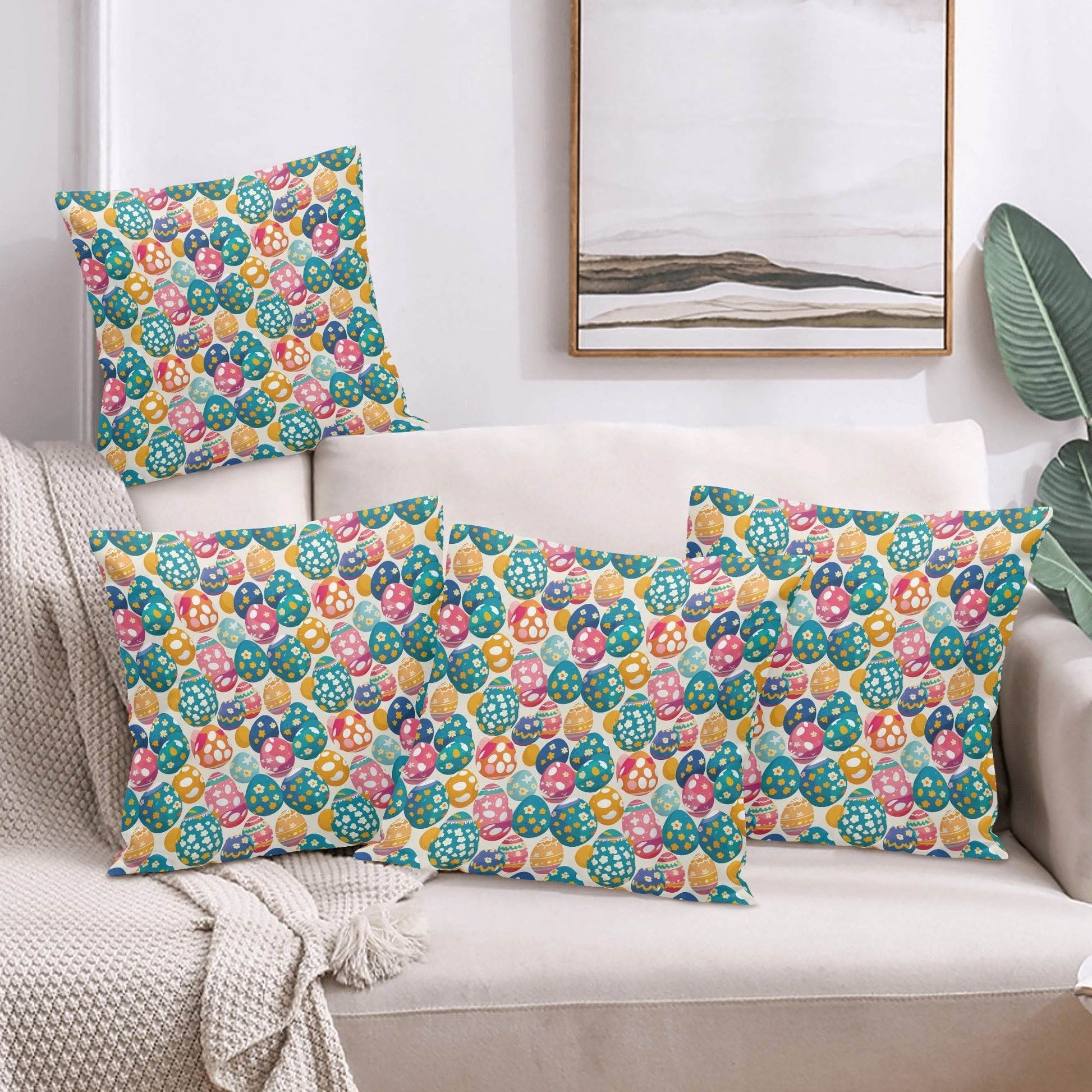 Festive Egg Velvet 4 Pcs Square Pillow Case Covers (5 sizes) - DeRose Seasonal