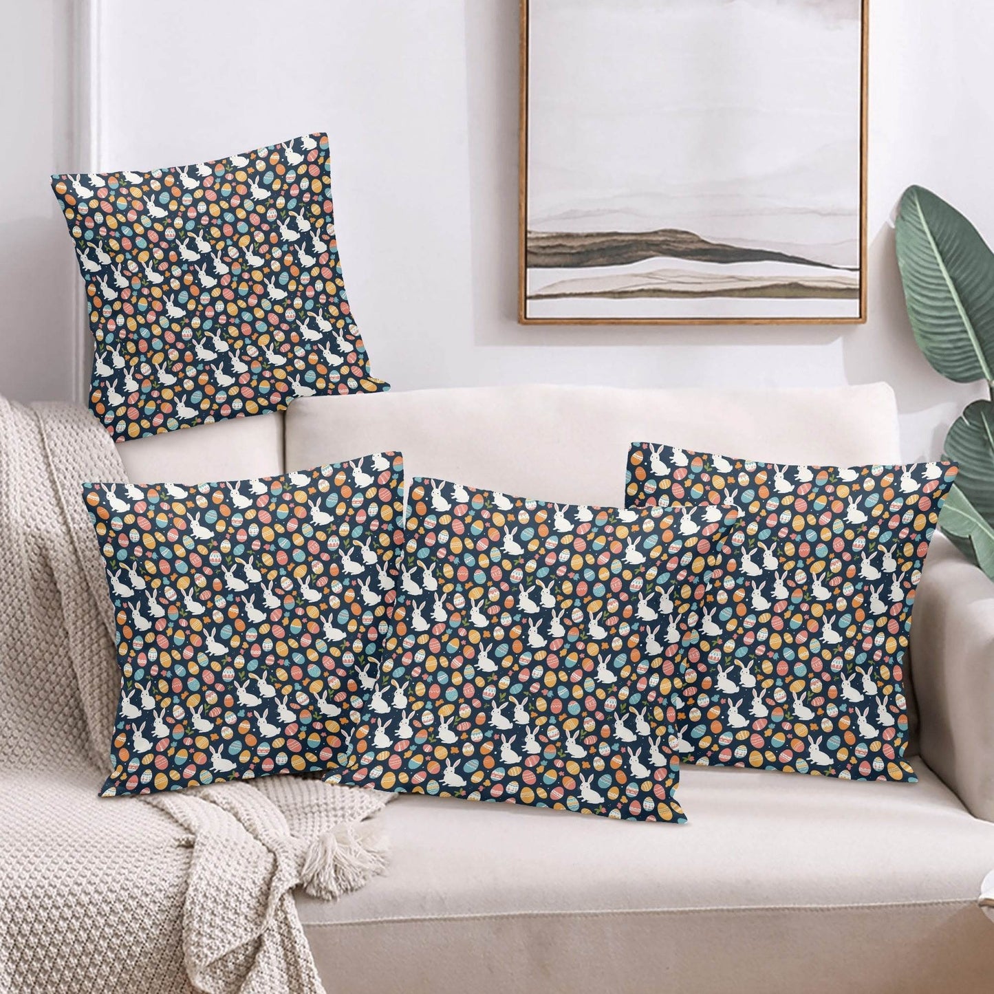 Bunny Eggs Velvet 4 Pcs Square Pillow Case Covers (5 sizes) - DeRose Seasonal