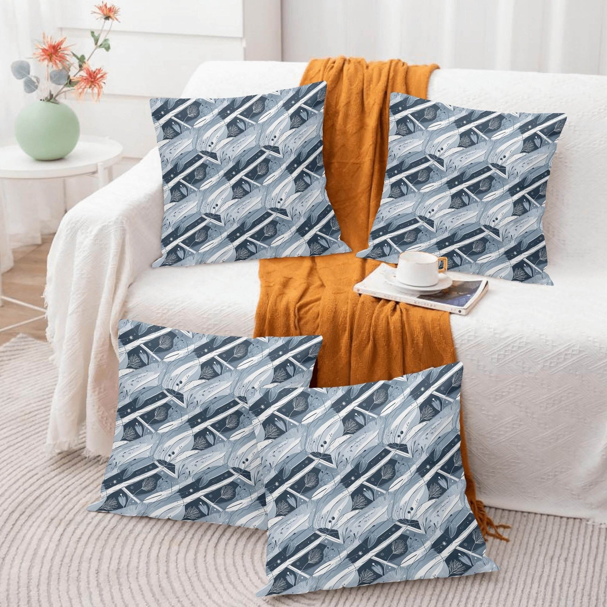 Blue Wind Peach Velvet 4 Pcs Square Pillow Case Covers (5 sizes) - DeRose Seasonal