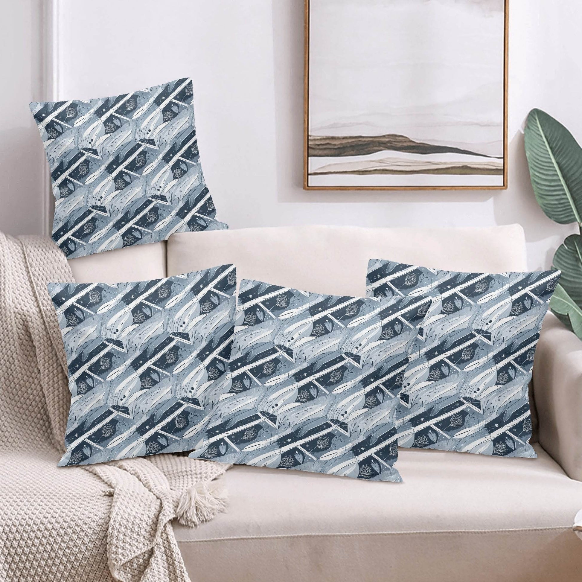 Blue Wind Peach Velvet 4 Pcs Square Pillow Case Covers (5 sizes) - DeRose Seasonal