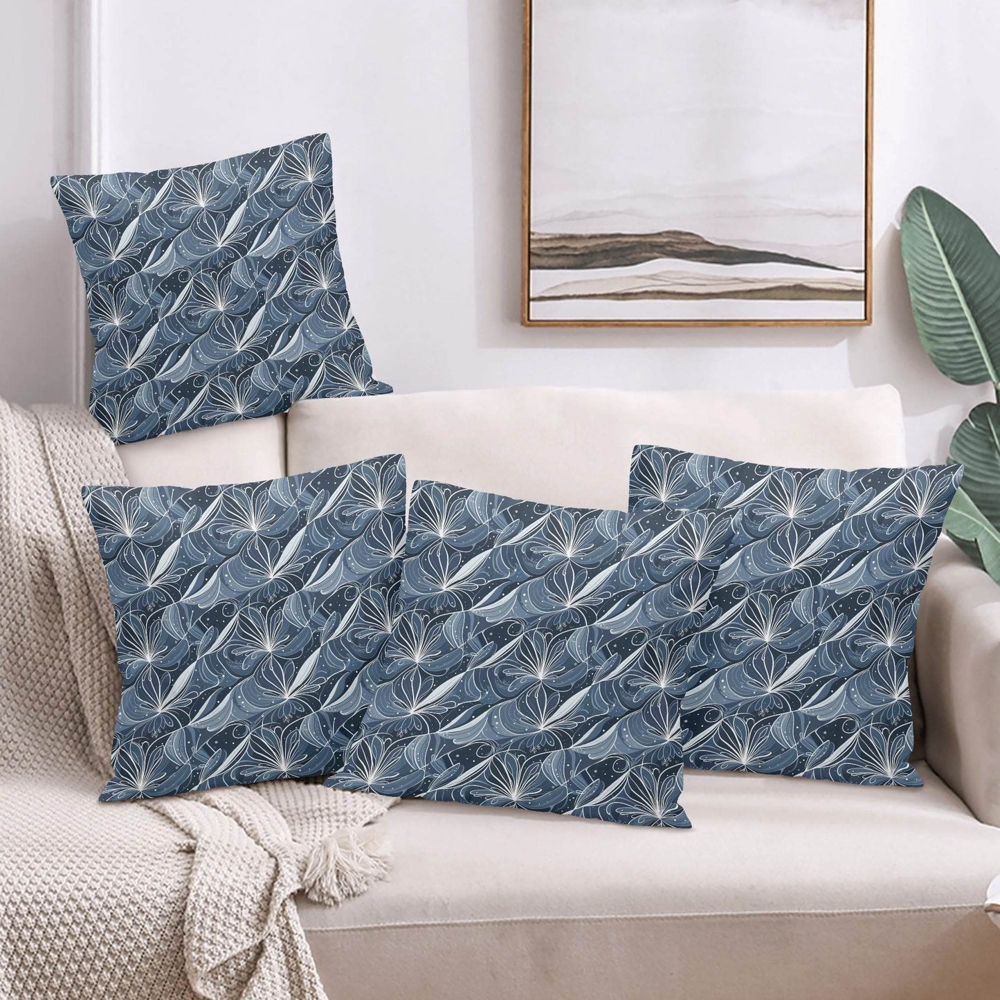 Cold Wind Peach Velvet 4 Pcs Square Pillow Case Covers (5 sizes) - DeRose Seasonal