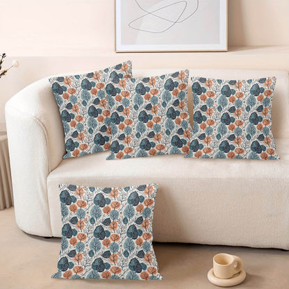 Freezing Leaves Peach Velvet 4 Pcs Square Pillow Case Covers (5 sizes) - DeRose Seasonal