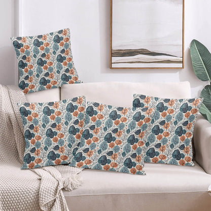 Freezing Leaves Peach Velvet 4 Pcs Square Pillow Case Covers (5 sizes) - DeRose Seasonal