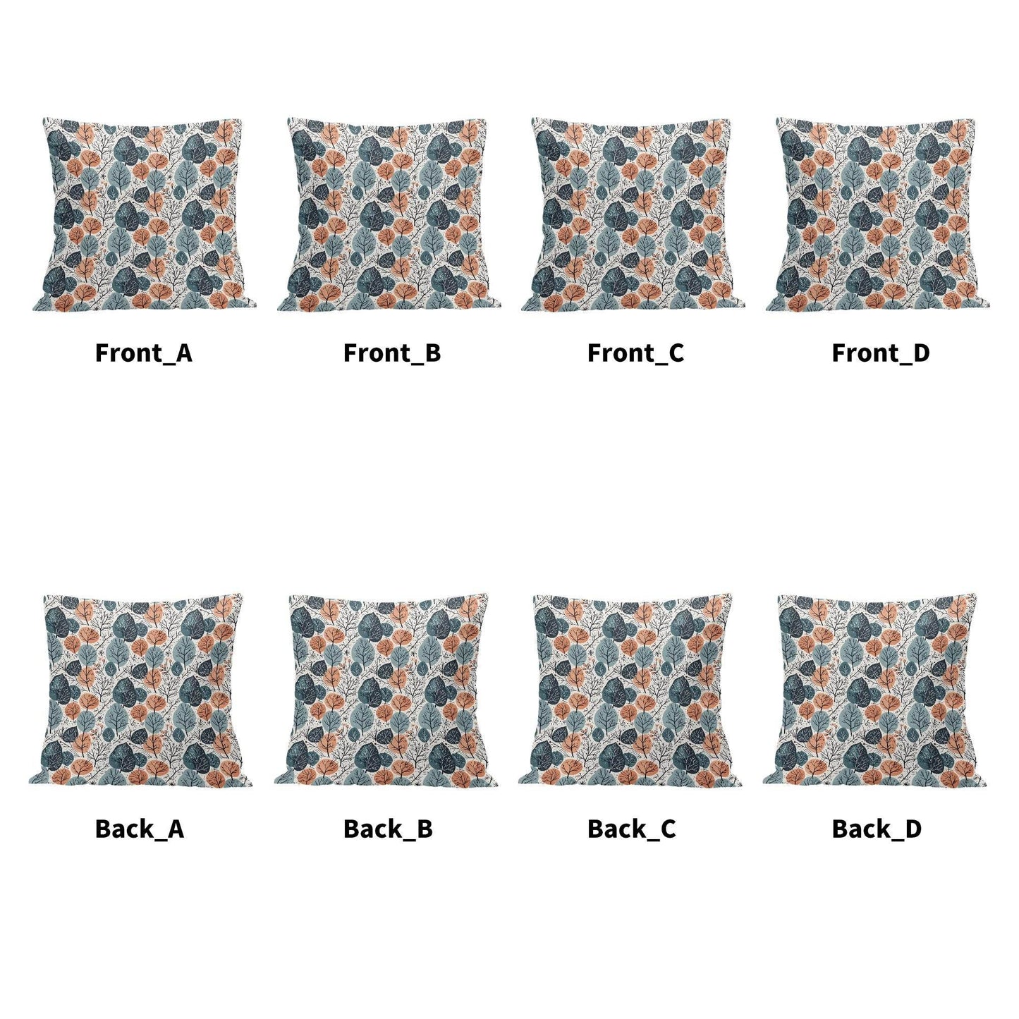 Freezing Leaves Peach Velvet 4 Pcs Square Pillow Case Covers (5 sizes) - DeRose Seasonal