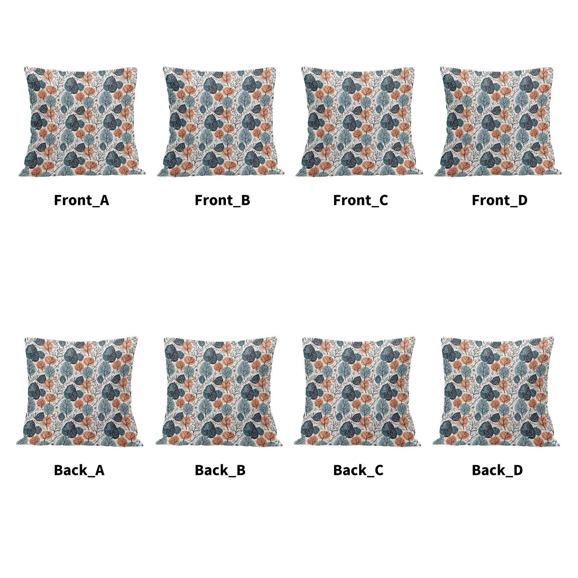 Freezing Leaves Peach Velvet 4 Pcs Square Pillow Case Covers (5 sizes) - DeRose Seasonal