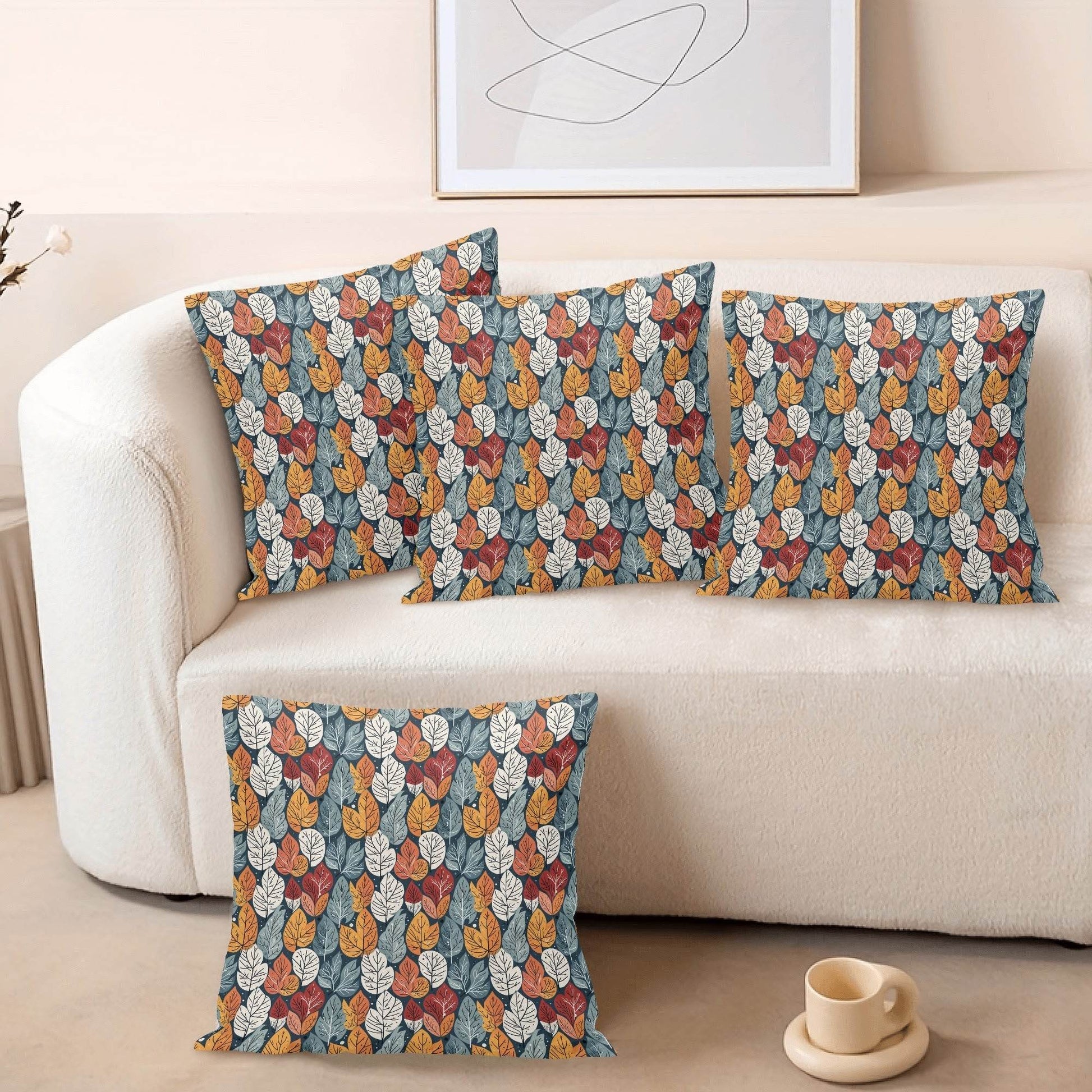 Fall into Winter Peach Velvet 4 Pcs Square Pillow Case Covers (5 sizes) - DeRose Seasonal