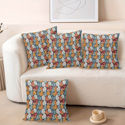 Fall into Winter Peach Velvet 4 Pcs Square Pillow Case Covers (5 sizes) - DeRose Seasonal