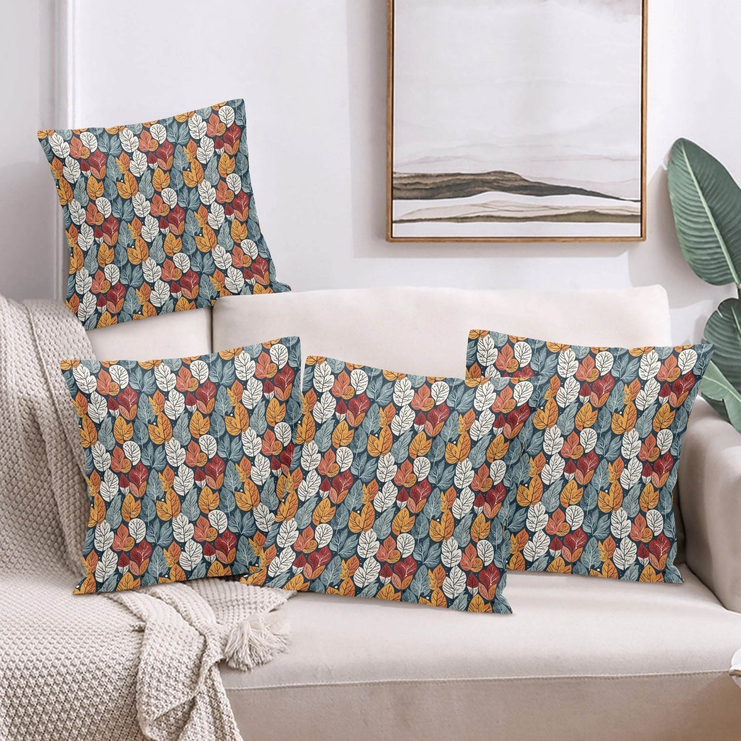 Fall into Winter Peach Velvet 4 Pcs Square Pillow Case Covers (5 sizes) - DeRose Seasonal