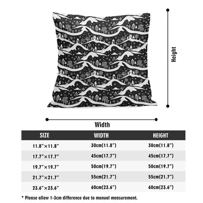 Winter Town Peach Velvet 4 Pcs Square Pillow Case Covers (5 sizes) - DeRose Seasonal