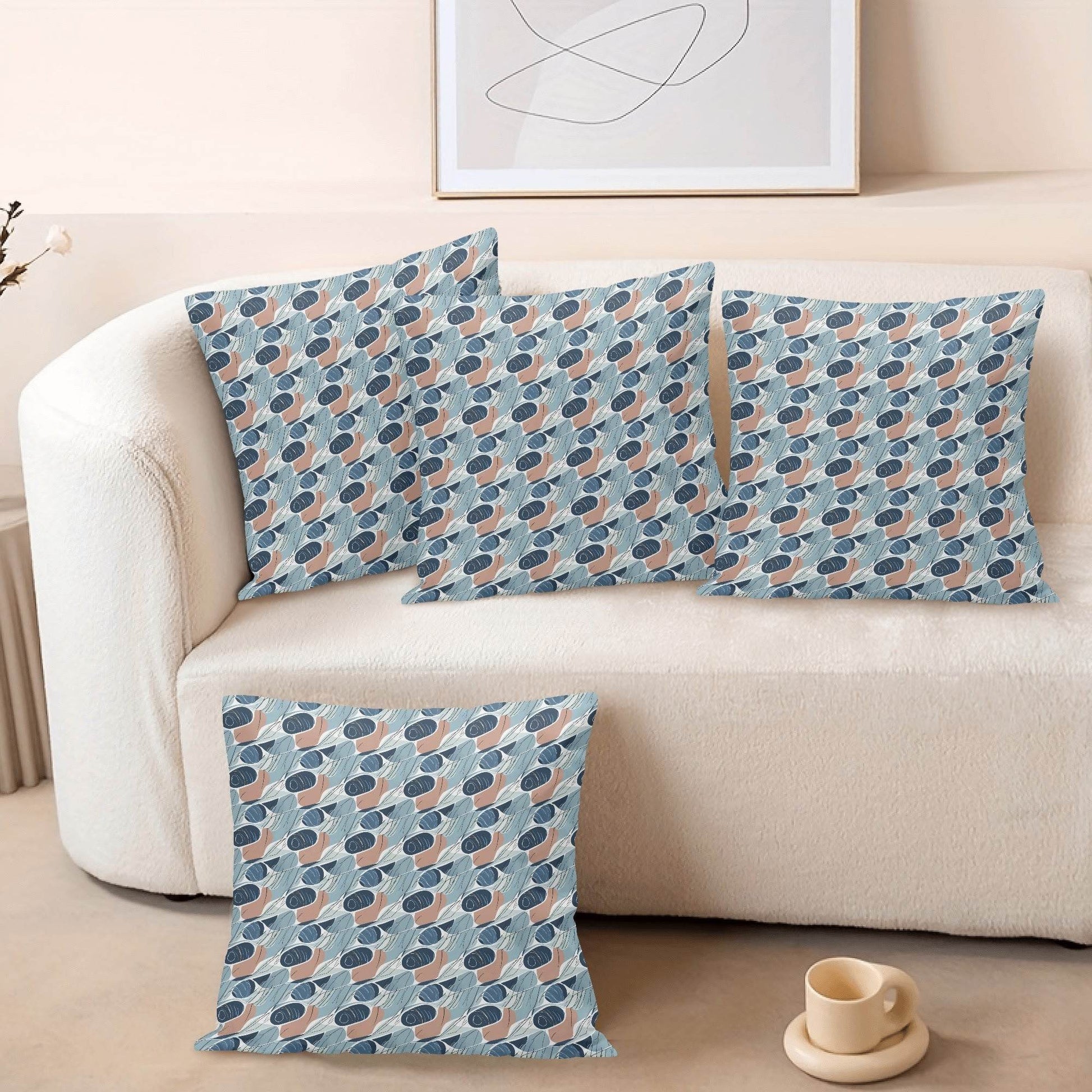 Cool Touch Peach Velvet 4 Pcs Square Pillow Case Covers (5 sizes) - DeRose Seasonal