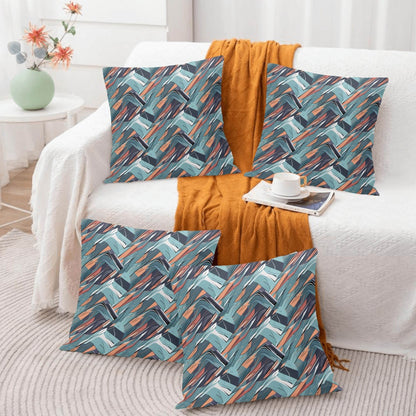 Abstract Breeze Peach Velvet 4 Pcs Square Pillow Case Covers (5 sizes) - DeRose Seasonal