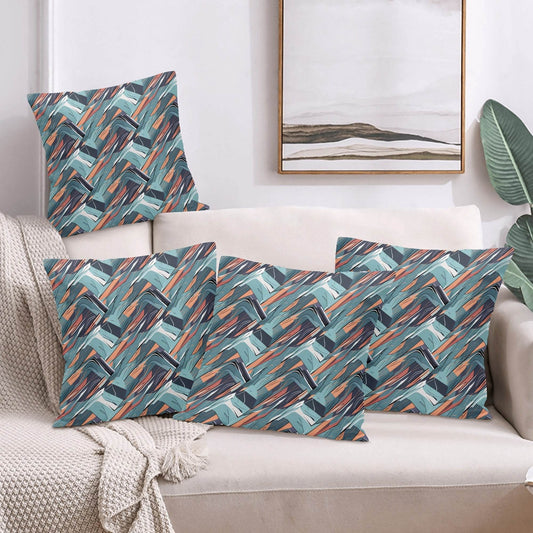 Abstract Breeze Peach Velvet 4 Pcs Square Pillow Case Covers (5 sizes) - DeRose Seasonal