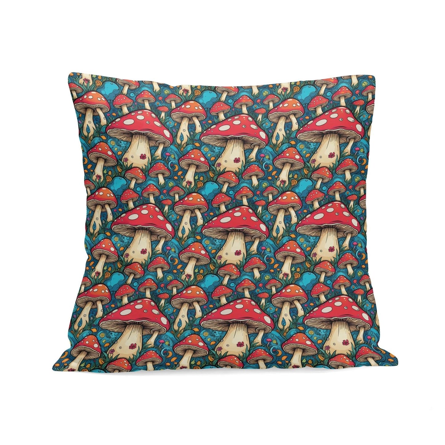 Deathcap Mushroom Peach Velvet 4 Pcs Square Pillow Case Covers (5 sizes) - DeRose Seasonal