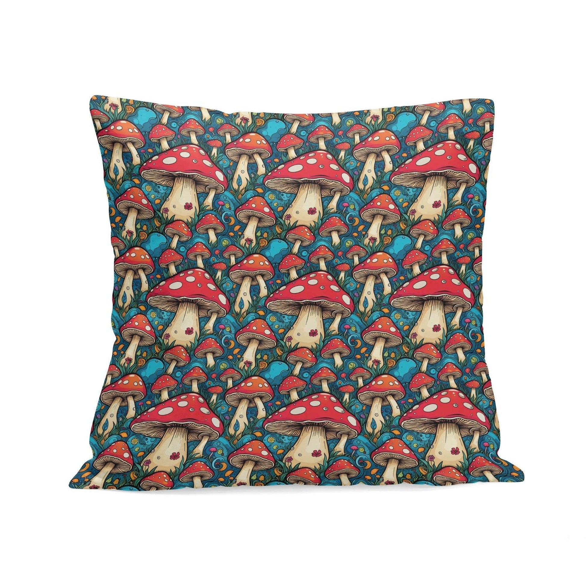 Deathcap Mushroom Peach Velvet 4 Pcs Square Pillow Case Covers (5 sizes) - DeRose Seasonal