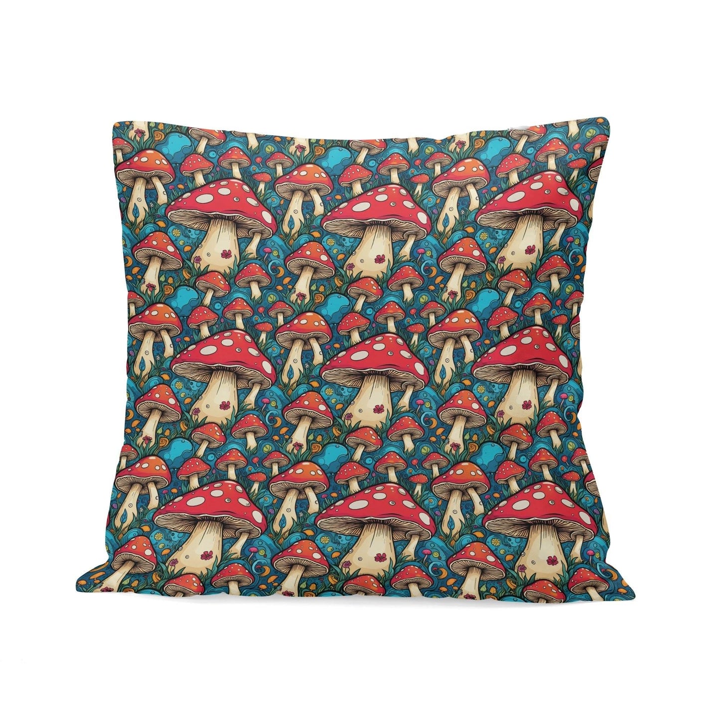 Deathcap Mushroom Peach Velvet 4 Pcs Square Pillow Case Covers (5 sizes) - DeRose Seasonal