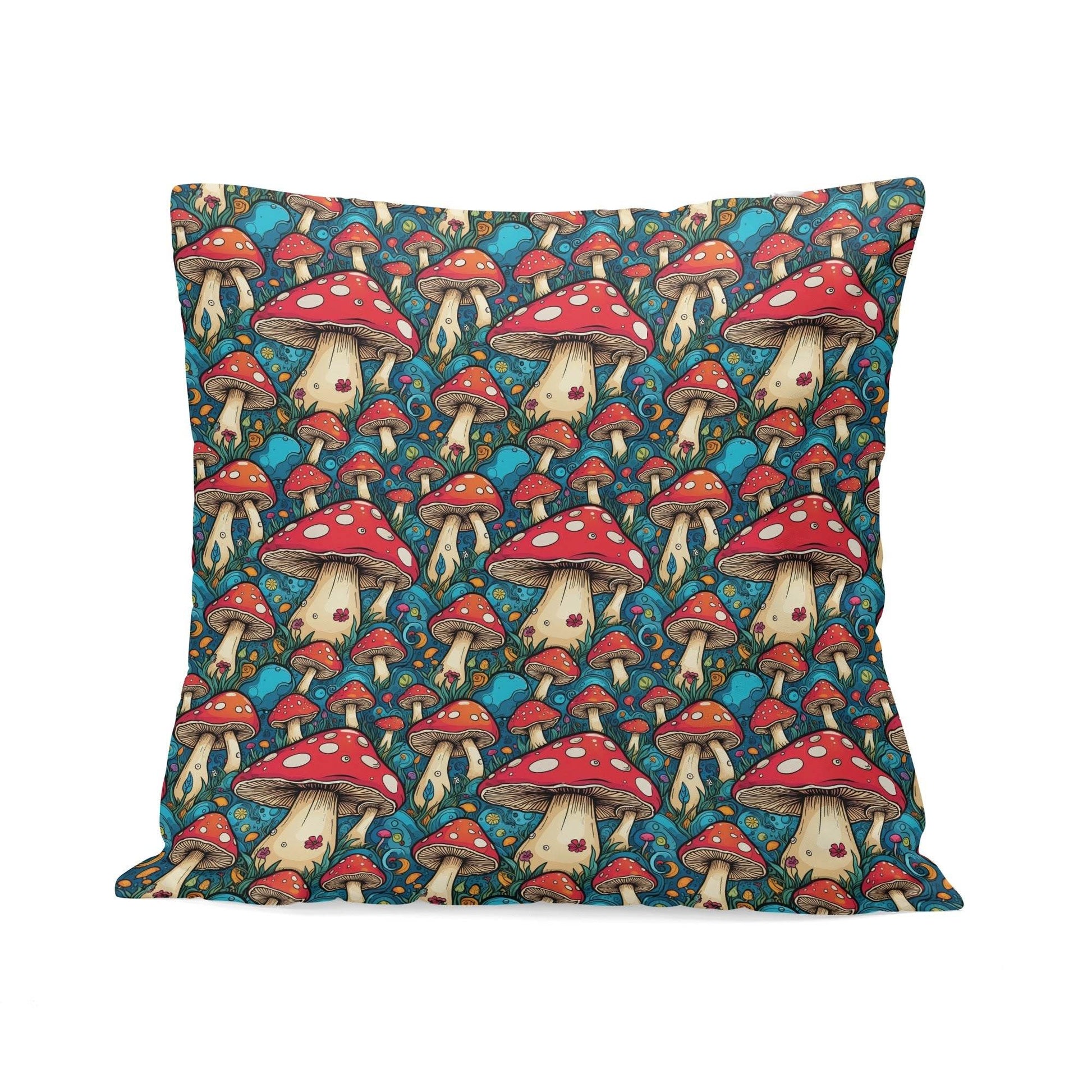 Deathcap Mushroom Peach Velvet 4 Pcs Square Pillow Case Covers (5 sizes) - DeRose Seasonal