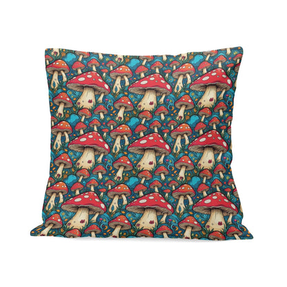 Deathcap Mushroom Peach Velvet 4 Pcs Square Pillow Case Covers (5 sizes) - DeRose Seasonal